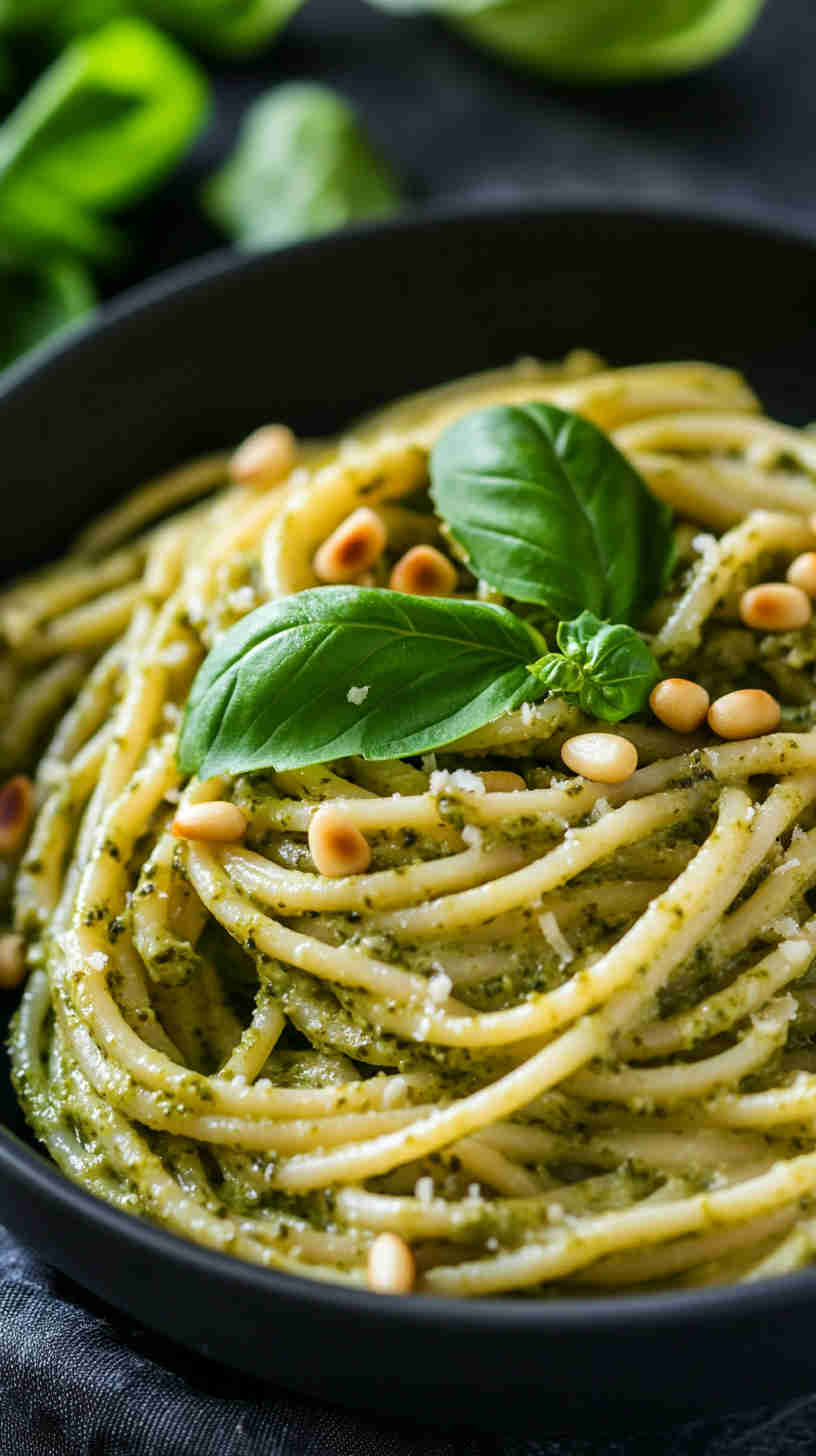 Italian Pesto Pasta with Pine Nuts Recipe