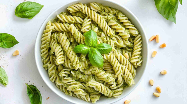 Italian Pesto Pasta with Pine Nuts Recipe